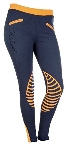 HKM Reitleggings-Starlight-Silikon-Kniebesatz Pantalones, Unisex Adulto, marrón/Naranja, 170/176