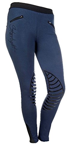 HKM Reitleggings-Starlight-Silikon-Kniebesatz Pantalones, Unisex Adulto, marrón/Naranja, 170/176