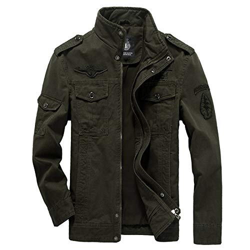 HNOSD Chaqueta Militar de algodón Hombre 2019 Chaquetas Militares de Estilo Soldado de otoño Chaquetas de Bombardero para Hombre para Hombre Talla Grande Negro (heise) 6XL