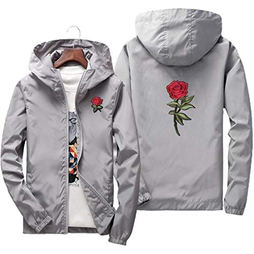 HNOSD Rose Jacket Windbreaker Hombres Mujeres Masculina Primavera Otoño Chaquetas universitarias Rojo S