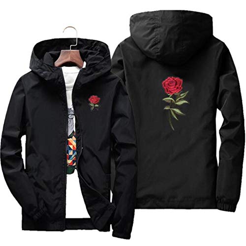 HNOSD Rose Jacket Windbreaker Hombres Mujeres Masculina Primavera Otoño Chaquetas universitarias Rojo S