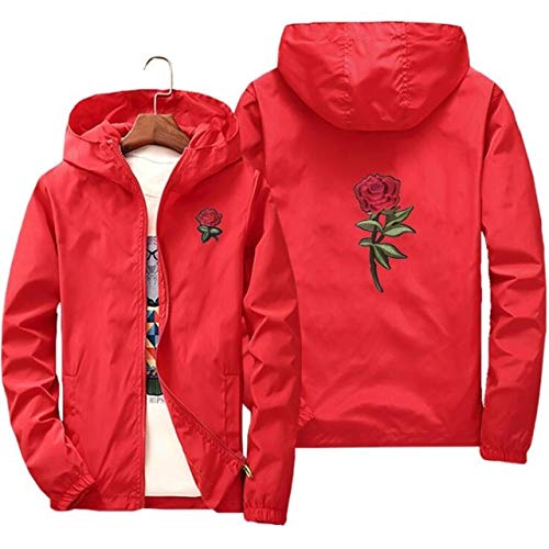 HNOSD Rose Jacket Windbreaker Hombres Mujeres Masculina Primavera Otoño Chaquetas universitarias Rojo S