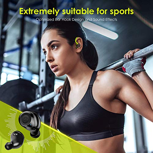 HolyHigh Auriculares Bluetooth, Auriculares Inalámbricos Deportivos V5.0 IPX7 Impermeable In-Ear Auricular con Cancelación de Ruido 6+30H Tiempo de Reprodución Sonido Estéreo con Microfono Incorporado