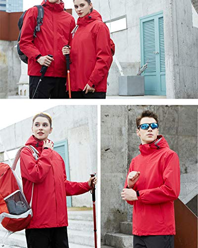 Hombre/Mujer Pantalones tácticos de esquí de nieve Espesar Aislamiento con forro polar Pantalones Carga de Montaña Prueba de Viento Senderismo y Trekking cálidos para caminar de invierno Rojo XXL