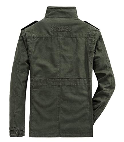 Hombres chaqueta Primavera otoño e invierno Algodón Militar Chaqueta (Small=Tag L /Chest 110cm, Ejercito Verde)