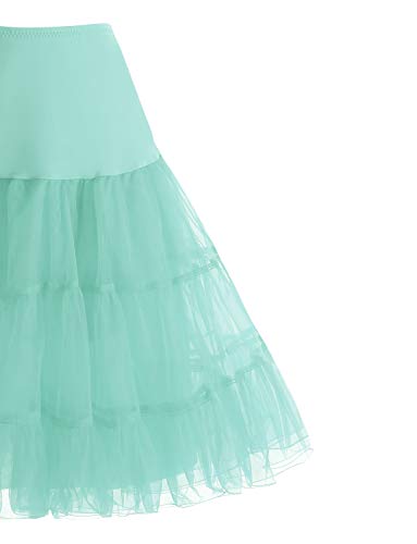 HomRain 1950 - Enagua clásica retro para vestido Rockabilly, falda de dama para fiestas verde menta S