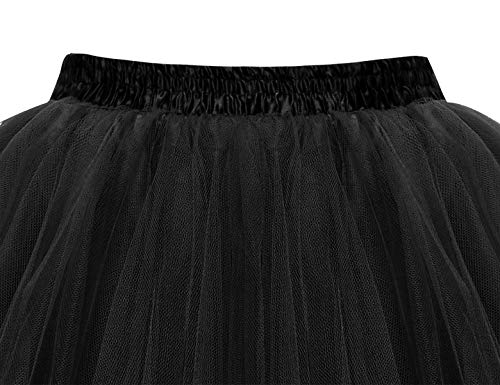 Homrain Mujer Faldas Tul Enaguas Tutu Enagua Underskirt para Rockabilly Vestidos Black M