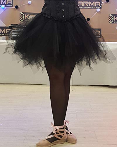 Homrain Mujer Faldas Tul Enaguas Tutu Enagua Underskirt para Rockabilly Vestidos Black M