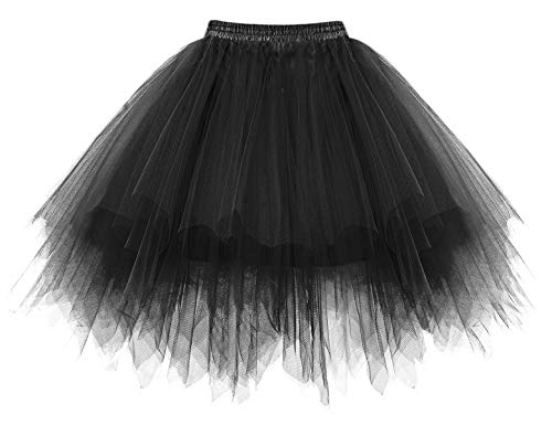 Homrain Mujer Faldas Tul Enaguas Tutu Enagua Underskirt para Rockabilly Vestidos Black M