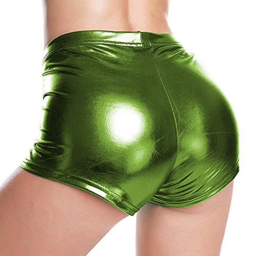 Honghu Ladies Ladies Shiny Sexy Mini Short Pant Hot Shorts Danza Clubwear Disco Dance Shorts XXL Verde