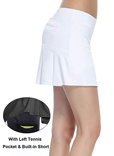 HonourSport - Falda de tenis para mujer con mallas deportivas, tallas XS - XXL Blanco S