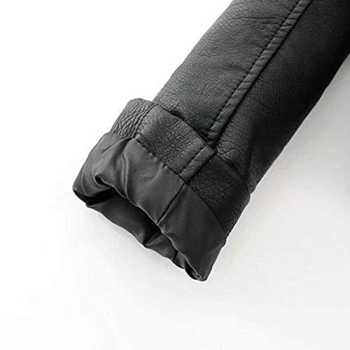 HoSayLike Mujeres Damas Solapa Chaqueta De Motor Abrigo Cremallera Biker Short Punk Tops Cortos Cuero Tachonado Amarillo,Blanco,Vino Rojo,Rosa,Negro,Azul (M, Negro)
