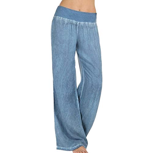 HOSD Casual Mujer Cintura Alta Elástico Denim Pantalones Anchos Jeans Damas Casual Sólido Suelto Pantalones Largos Pantalones Vaqueros Pantalones