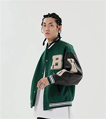 HSY SHOP Chaqueta Deportiva de béisbol Chaqueta Deportiva Chaqueta de béisbol Chaqueta universitaria Unisex Chaqueta universitaria Chaqueta Deportiva Carta (Color : Green, Size : XL)