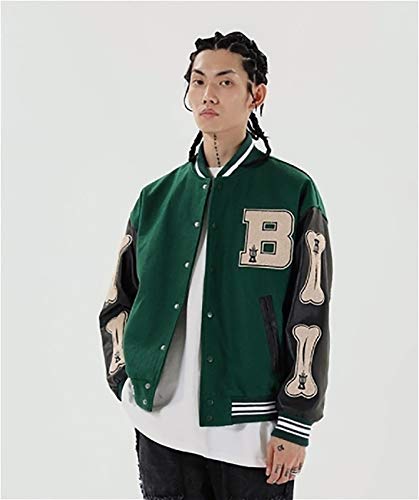 HSY SHOP Chaqueta Deportiva de béisbol Chaqueta Deportiva Chaqueta de béisbol Chaqueta universitaria Unisex Chaqueta universitaria Chaqueta Deportiva Carta (Color : Green, Size : XL)