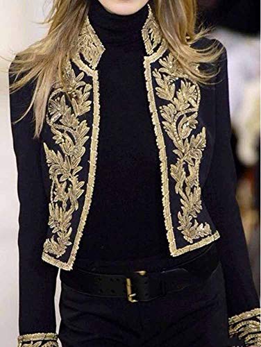 Huateng Chaqueta Victoriana Militar para Mujer Chaquetas de Traje gótico Steampunk