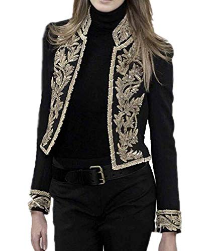 Huateng Chaqueta Victoriana Militar para Mujer Chaquetas de Traje gótico Steampunk