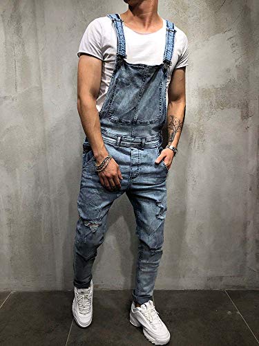 huateng Hombre Ripped Jeans Bib Overoles Peto Jeans Monos