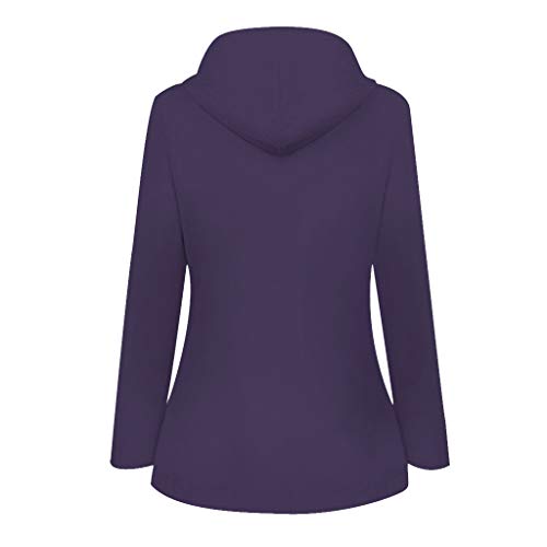 HULKY Chubasquero Mujer Impermeable Chaquetas Deportivo Invierno Abrigo con Capucha Rompevientos Secado Rápido Tops Montañismo Cardigan Outwear Casual Tallas Grandes(Púrpura 2,XXXXXL)