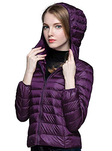 HuntDream Chaqueta de plumón de Viaje Abrigo Corto con Capucha y Peso Ligero