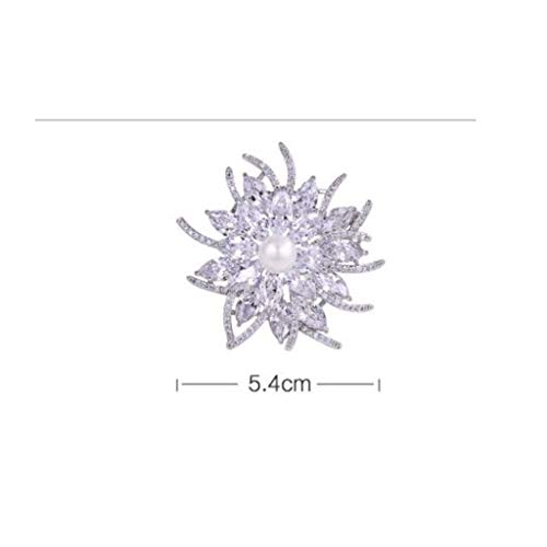 HXF Broche Bauhinia Broche Accesorios for Mujer Broche de Perlas decoración de Aguja Chaqueta Salvaje Salvaje Cardigan Simple Pin Elegante (Color : Silver, Size : 5.4cm)
