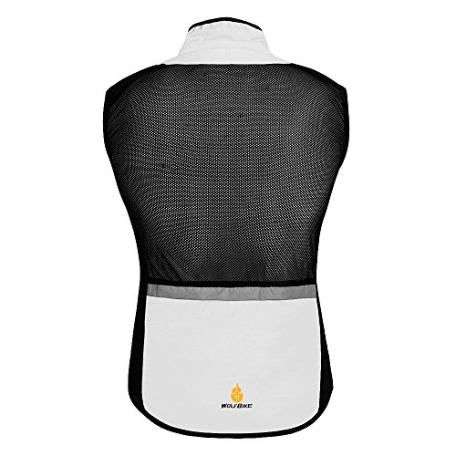 HYSENM Chaleco sin mangas para ciclismo y bicicleta de montaña con logo Tour de France [Cortavientos + Transpirable + Reflectante] Poliéster Medio Blanco
