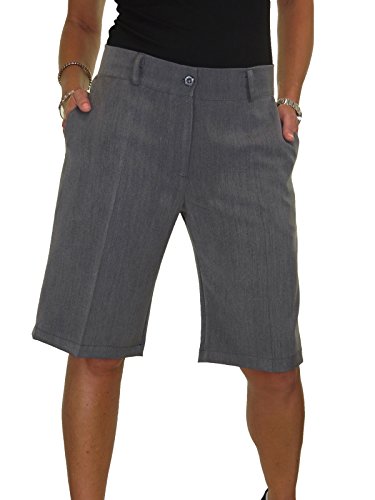ICE (1492-9 Ajustado Bermuda Gris Caqui Mujeres Elegantes y Casuales (36)