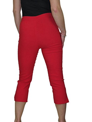 ICE Pantalones Capris Ajustados Elásticos De Gran Altura para Mujer Pantalones Capri Formales Informales De 3/4 De Longitud para Mujer Rojo 36-50 (50)