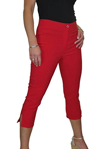 ICE Pantalones Capris Ajustados Elásticos De Gran Altura para Mujer Pantalones Capri Formales Informales De 3/4 De Longitud para Mujer Rojo 36-50 (50)