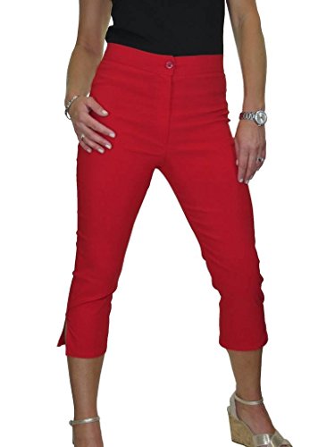 ICE Pantalones Capris Ajustados Elásticos De Gran Altura para Mujer Pantalones Capri Formales Informales De 3/4 De Longitud para Mujer Rojo 36-50 (50)
