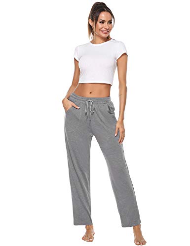 iClosam Pantalón Chándal Mujer Algodón Pantalones Suelto para Deportivo Casual Yoga Jogger (M,Gris)