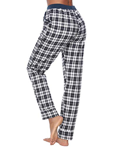 iClosam Pantalones de Pijama Mujer 100% Algodón Patalones Cuadros Largos Suave y Comodo S-XXL