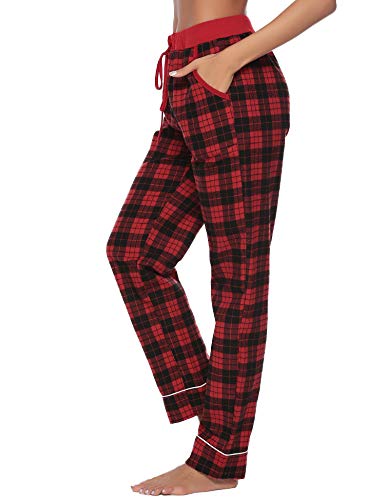 iClosam Pantalones de Pijama Mujer 100% Algodón Patalones Cuadros Largos Suave y Comodo S-XXL
