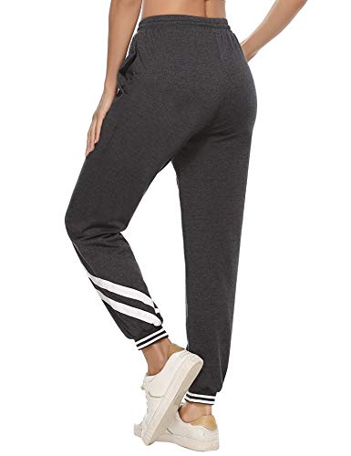 iClosam Pantalones Deportivo Algodón Raya Mujer Largos Pantalon Chándal para Yoga Fitness Jogger Casual