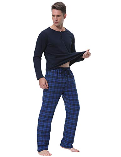 iClosam Pijama Hombre Algodón Invierno,Pijamas Cuadros Largos Ropa de Dormir Casual Suave y Cómodo Talla Grande S-XXL