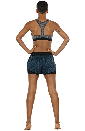 icyzone 2 en 1 Pantalón Corto para Mujer para Correr (M, Azul Real)