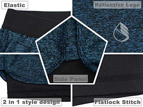 icyzone 2 en 1 Pantalón Corto para Mujer para Correr (M, Azul Real)