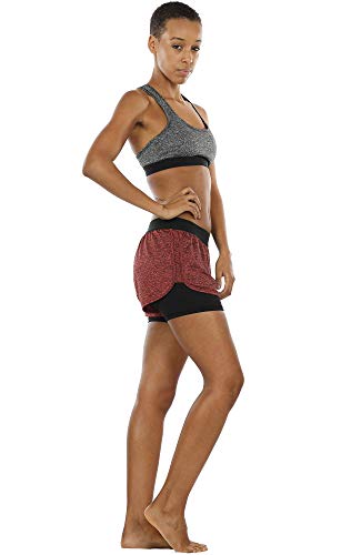 icyzone 2 en 1 Pantalón Corto para Mujer para Correr (S, Rojo)