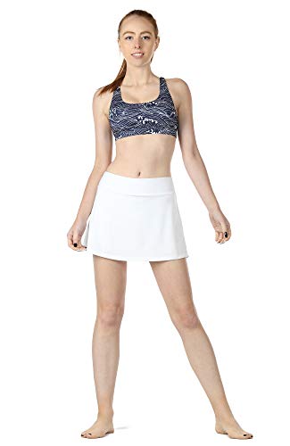 icyzone - Falda corta de tenis para mujer (cintura alta), Primavera-verano, Trapecio o corte en A, Mujer, color Blanco, tamaño M