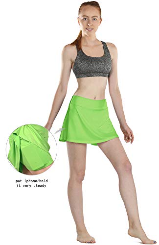 icyzone Falda corta de tenis para mujer, línea A, cintura alta, para golf, tenis Color verde. XL