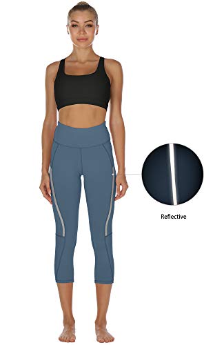 icyzone Mallas pirata de deporte para mujer, para yoga, fitness, talle alto, pantalones de chándal Dusty Blue XL
