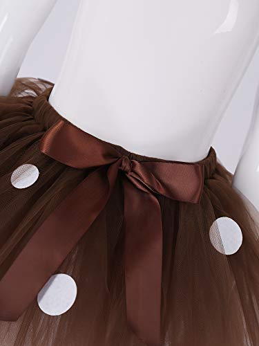 IEFIEL Falda Tutú Elk Navidad para Bebés Niñas Princesa Vestido de Tul de Capas de Volantes con Cinta de Bowknot Faldas Ballet Ropa de Baile Marrón 0-6 Meses