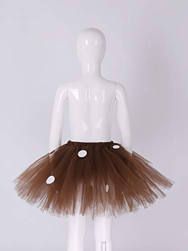 IEFIEL Falda Tutú Elk Navidad para Bebés Niñas Princesa Vestido de Tul de Capas de Volantes con Cinta de Bowknot Faldas Ballet Ropa de Baile Marrón 0-6 Meses