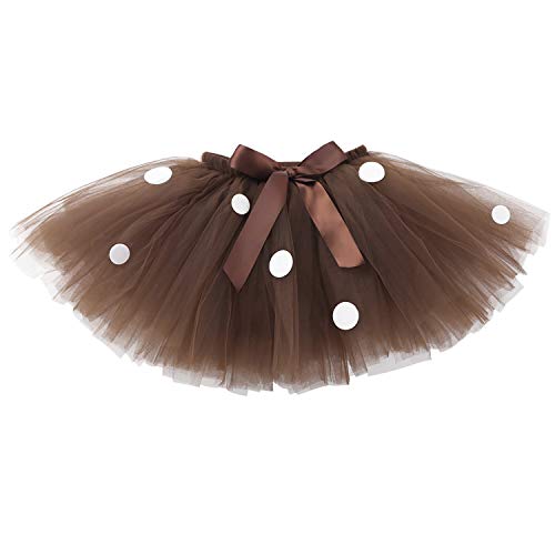 IEFIEL Falda Tutú Elk Navidad para Bebés Niñas Princesa Vestido de Tul de Capas de Volantes con Cinta de Bowknot Faldas Ballet Ropa de Baile Marrón 0-6 Meses