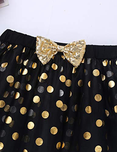 IEFIEL Ropa Conjuntos de Camiseta Manga Larga+Falda Tutú Lunares para Niñas Vestido Princesa de Cumpleaños con Bowknot Lentejuelas Vestido de Fiesta Navidad Carnaval Negro A 6 años