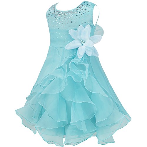 IEFIEL Vestido Largo de Fiesta Boda para Bebé Niñas Vestido Elegante de Dama de Honor Vestido Princesa Tutú Lentejuelas de Cumpleaños Azul 3 años