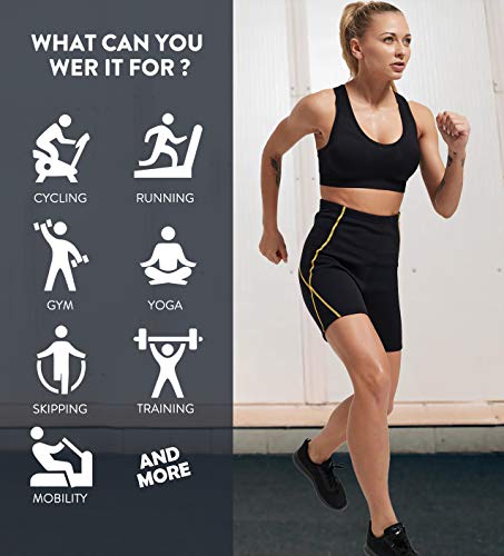 IFLOVE Pantalones Cortos de Sauna para Mujer Deportivos de Cintura Alta, Pantalones térmicos para Perder Peso con Bolsillo, Entrenamiento, Mallas de Yoga para Adelgazar, Moldeador de Muslos