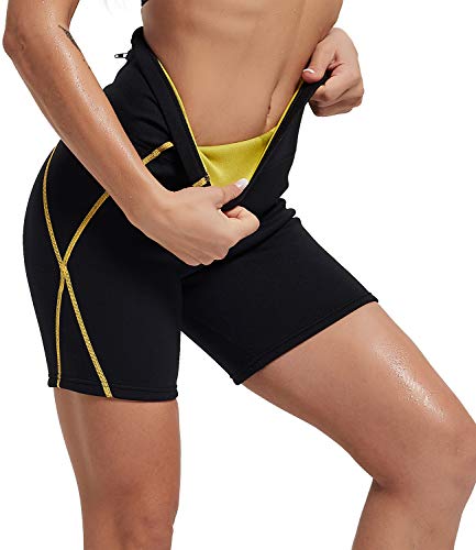 IFLOVE Pantalones Cortos de Sauna para Mujer Deportivos de Cintura Alta, Pantalones térmicos para Perder Peso con Bolsillo, Entrenamiento, Mallas de Yoga para Adelgazar, Moldeador de Muslos