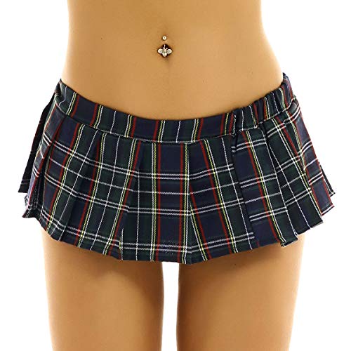 iiniim Minifalda Mujer Sexy Falda Plisada Escocesa Mini Falda Corta a Cuadros Disfraz Uniforme Escolar Japonesa Cosplay Costume Scottish Verde One Size
