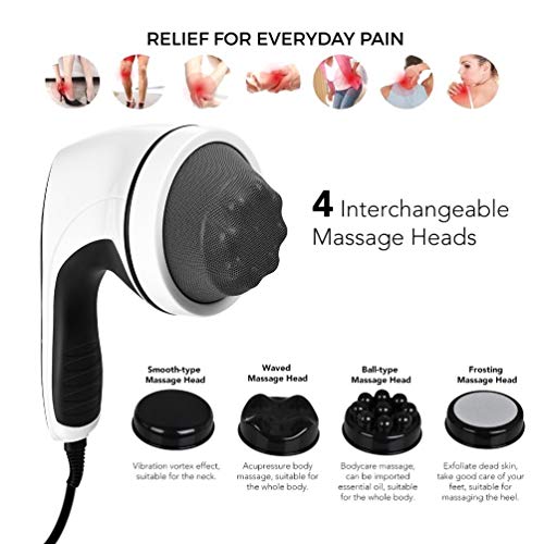Ikeepi Masajeador Anticelulítico Eléctrico con 4 cabezas reemplazadas, Masaje portátil para aliviar el dolor muscular, calma los músculos, levanta el cuerpo